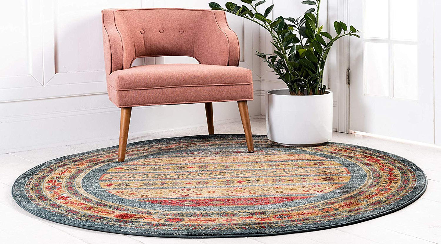 Tribal Pattern Blue Soft Area Rug