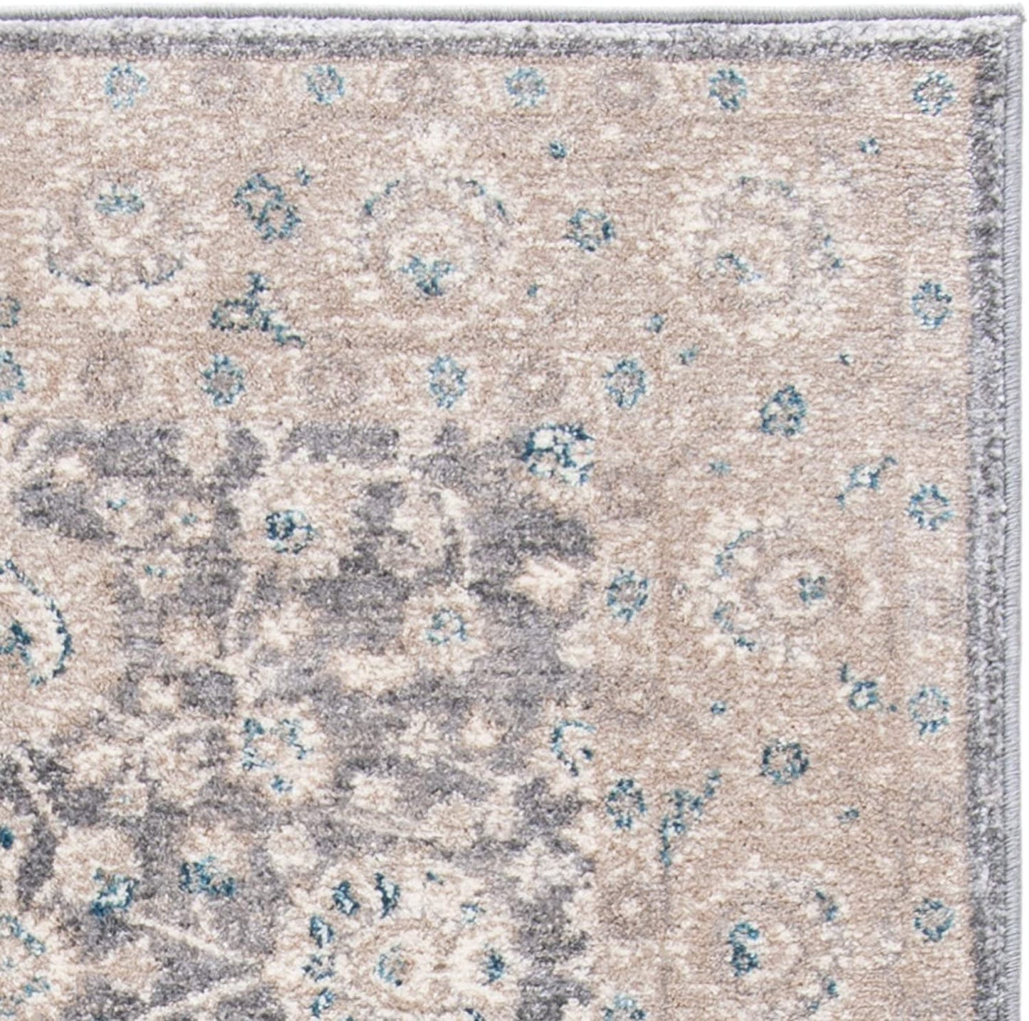 Sofia Collection Vintage Oriental Distressed Soft Area Rug Light Grey / Beige