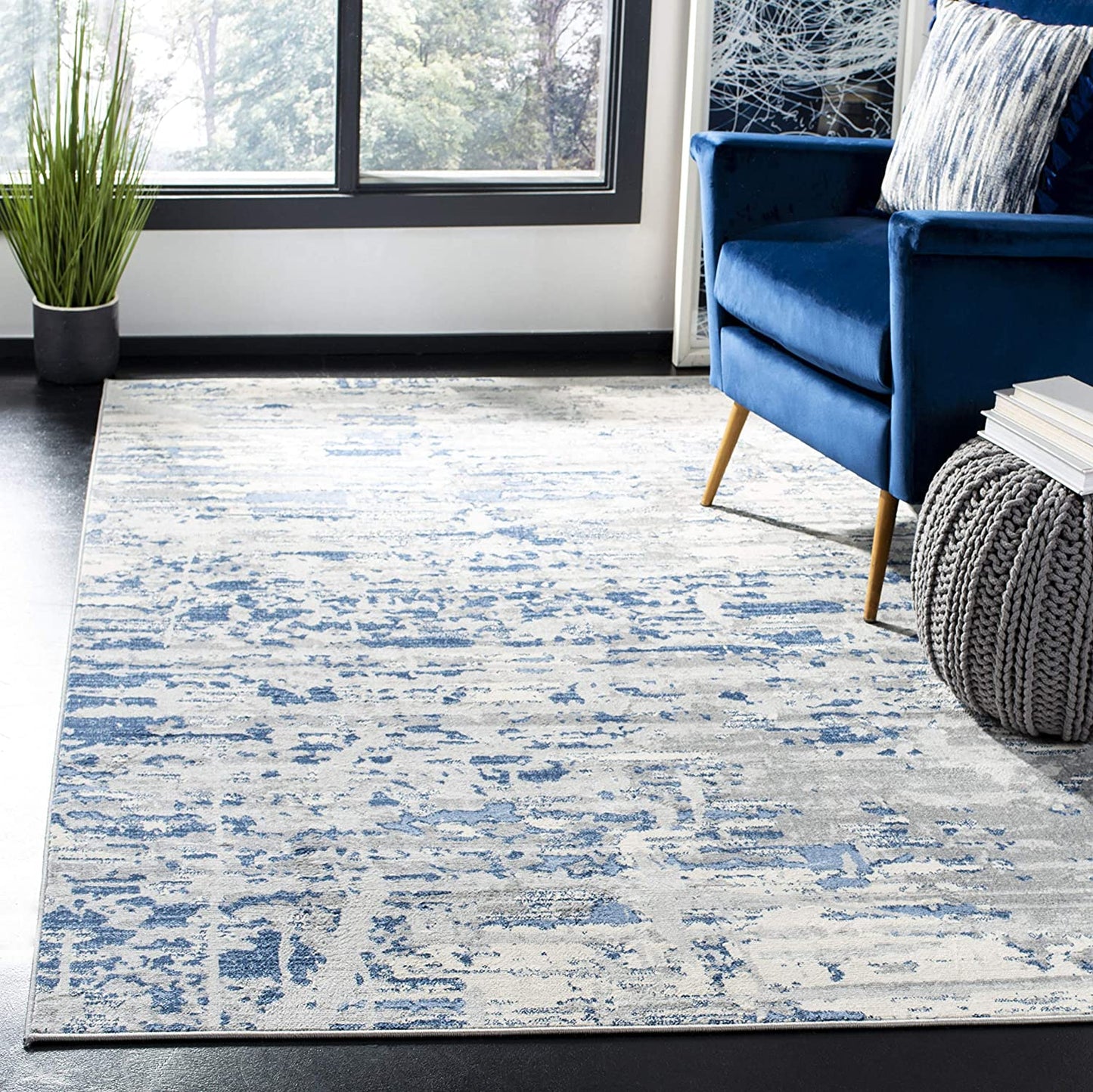 Jasper Collection  Modern Abstract Ivory / Blue