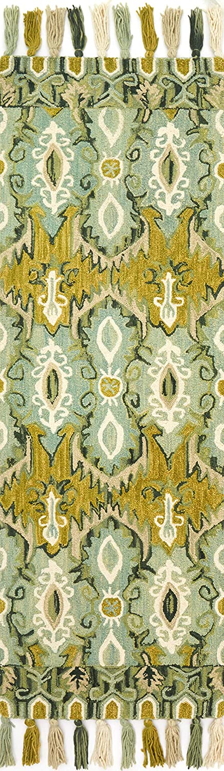 Farrah Collection Transitional Soft Area Rug Aqua/Lime