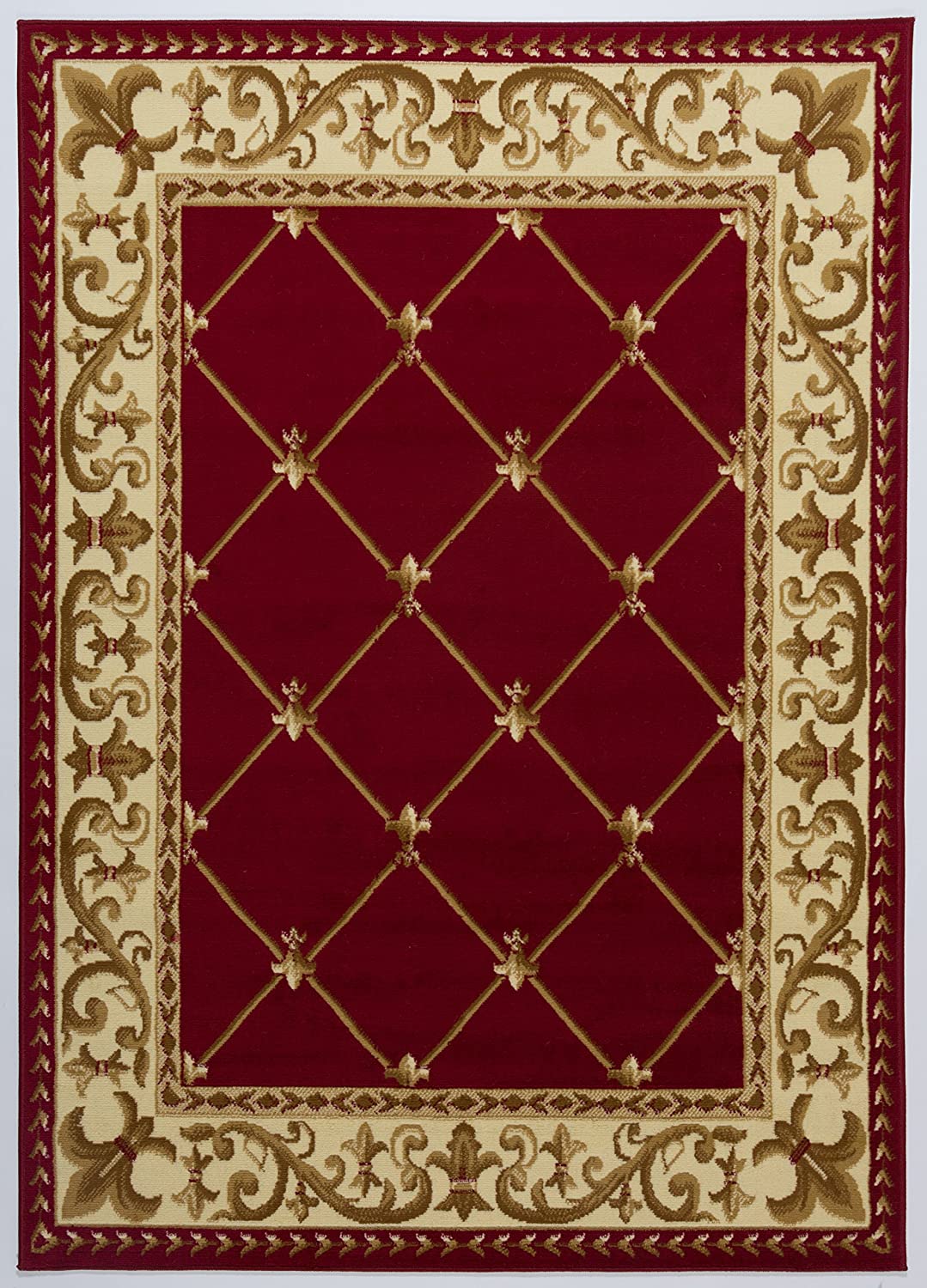Kashan King Collection Geometric Indoor Area Rug Maroon/Beige