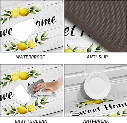 Non Skid Washable Anti Fatigue Mat Waterproof Cushioned Kitchen Matt for Standing 17.3"x29", Farmhouse