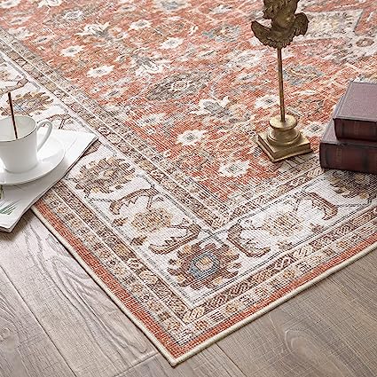 Brick Red Vintage Persian Traditional Area Rug