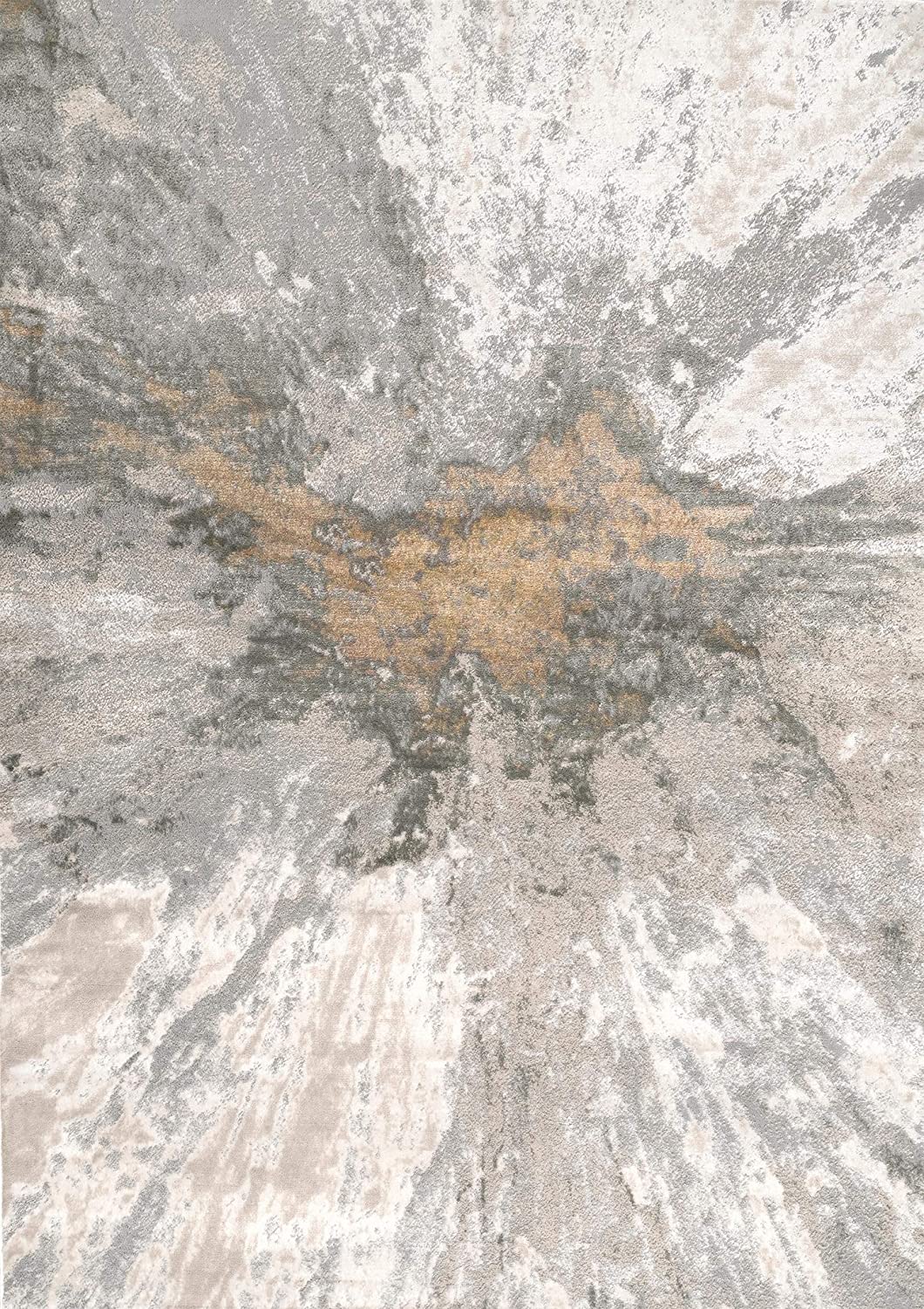 Cyn Abstract Silver Grey Tan Soft Area Rug