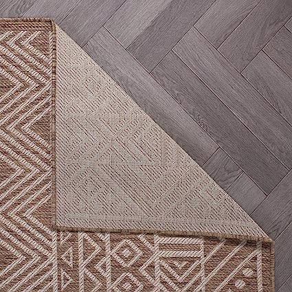 Lecce Distressed Geometric Bohemian Textured Flat Weave Easy Cleaning Outdoor Rugs