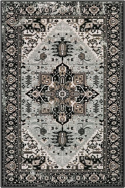 Non-Slip Distressed Vintage Persian Oriental, Small Accent Throw Low Pile Traditional Area Rug - 2' X 3'