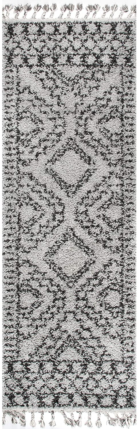 Moroccan Tribal Grey Soft Plush Shag Area Rug