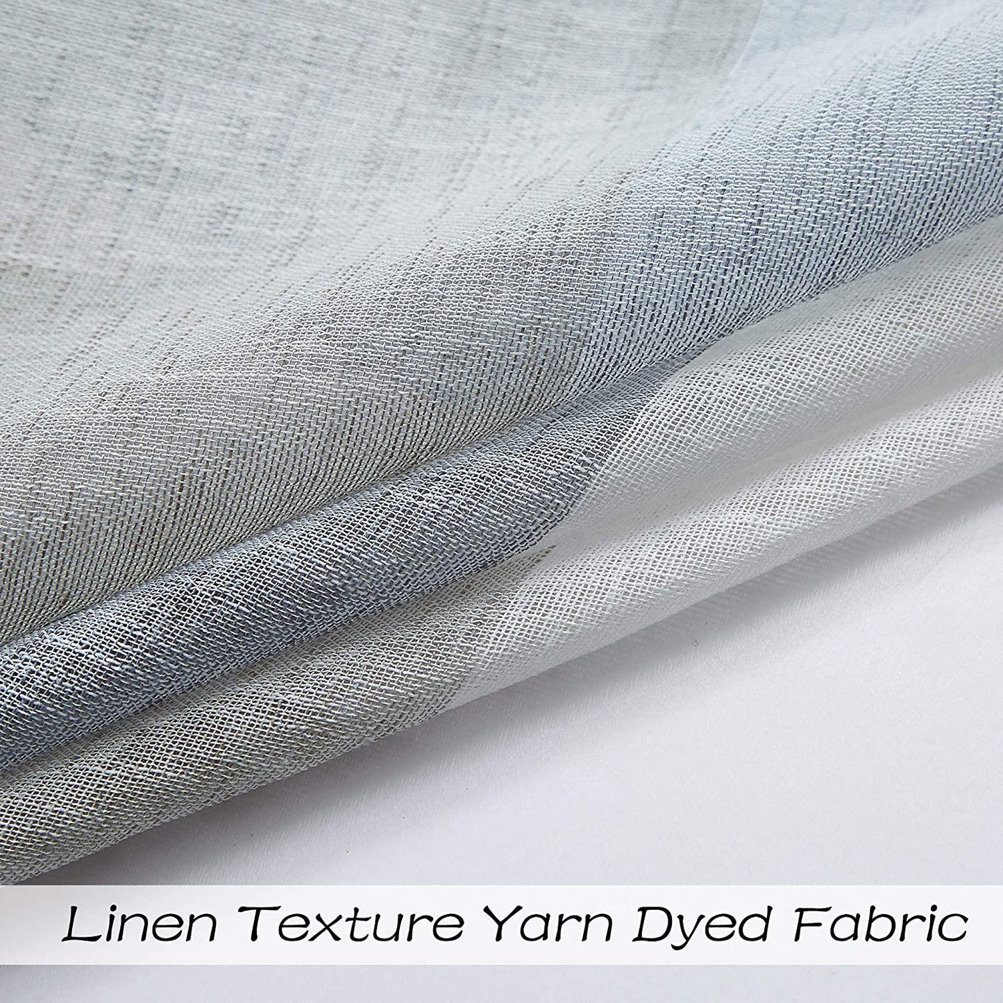 Gray Tan Stripe Sheer Color Block Window Curtain Panel Linen 95 inches Long with Grommets, 2 Panel Rustic Drapes