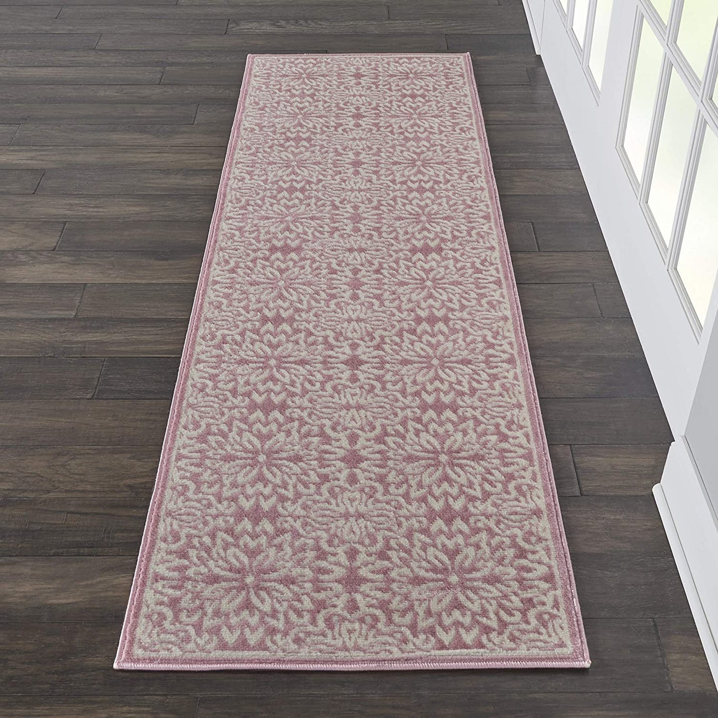 Transitional Floral Ivory/Pink Area Rug