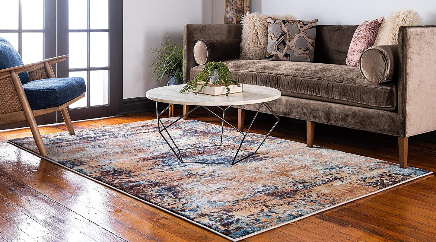 Mystic Collection Abstract Rustic Vintage Brick Red Runner Rug