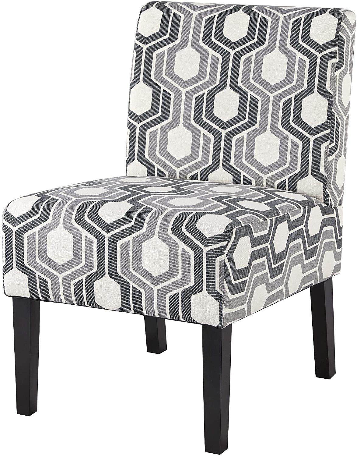 Armless Accent Chair Letter Print Fabric Living Room Chairs Contemporary Single