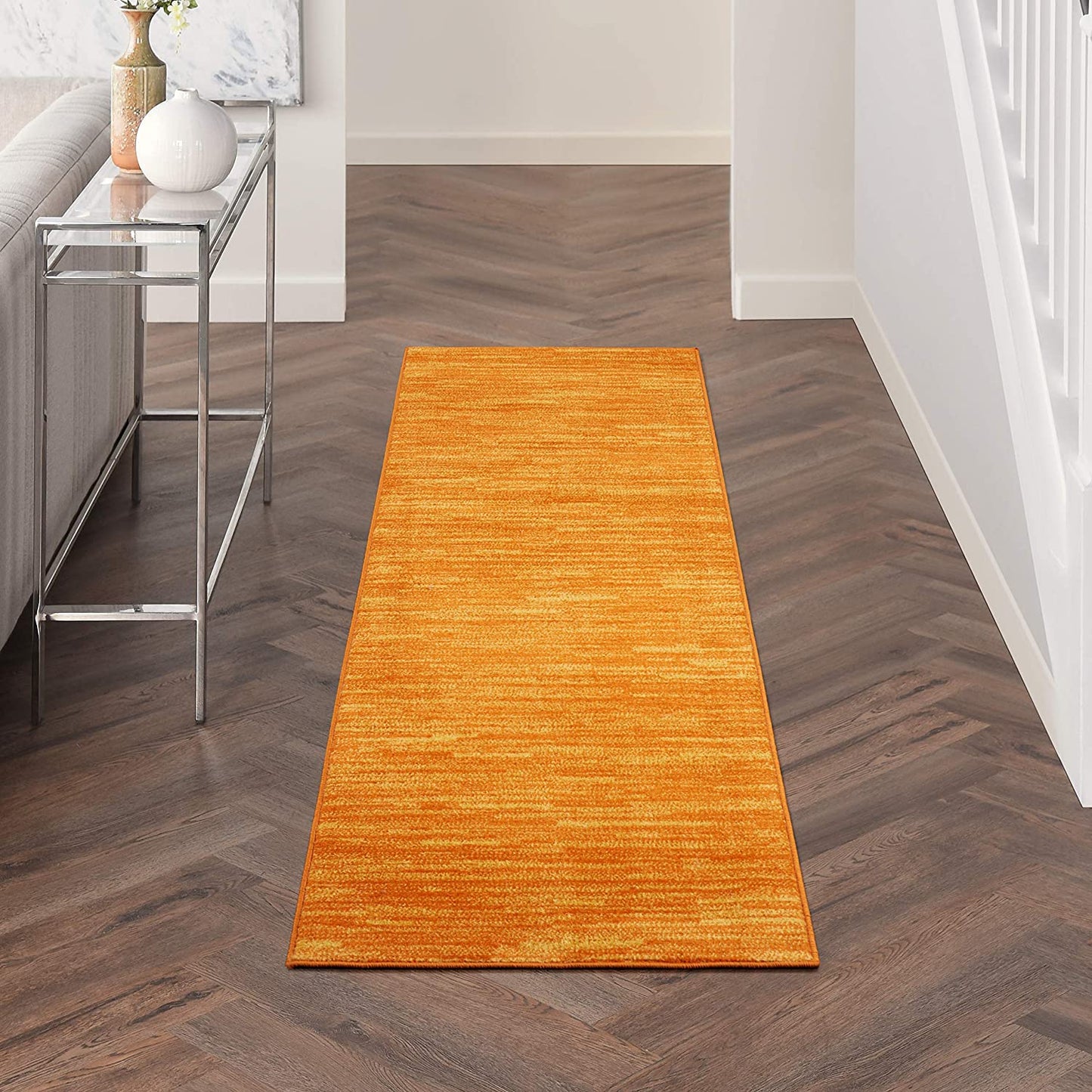 Solid Contemporary Sunburst Indoor/Outdoor Area Rug