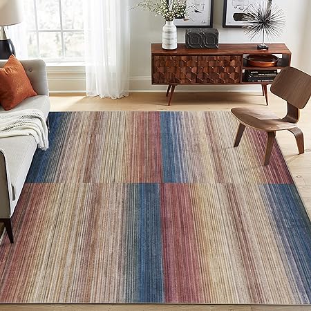 Non-Shed - Eco-Friendly, Machine Washable Rug - Stain Resistant, Made from Premium Recycled Fibers - Abstract Contemporary - Blue, 2'6" x 6'