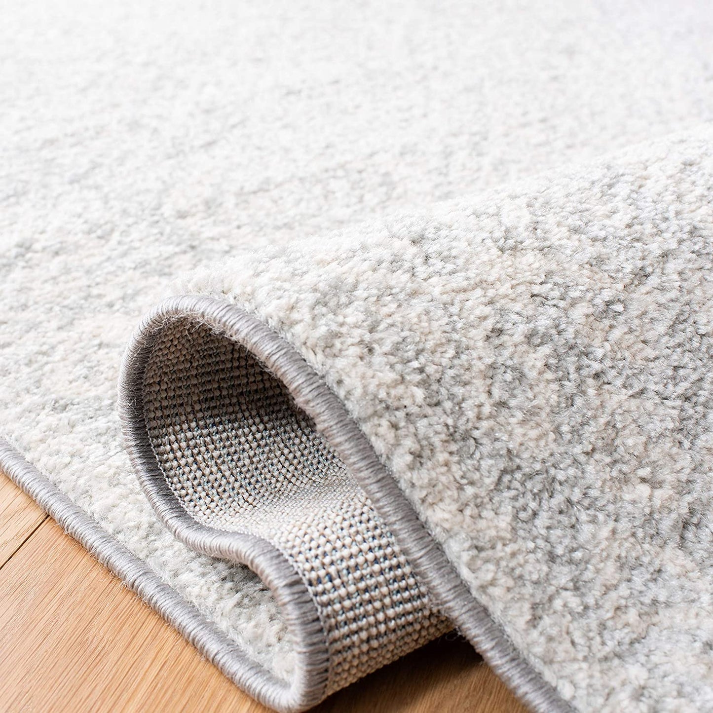 Moroccan Boho Distressed  Area Rug Light Grey / Ivory