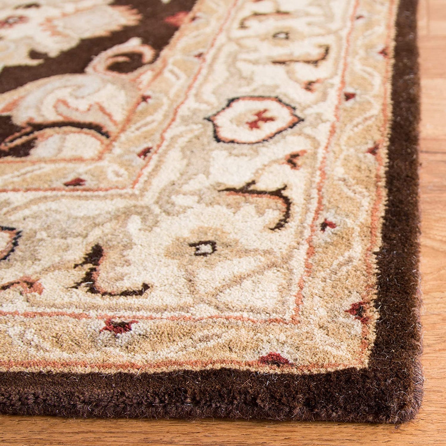 Safavieh Heritage Collection Handmade Traditional Oriental Premium Wool Area Rug, Espresso / Ivory