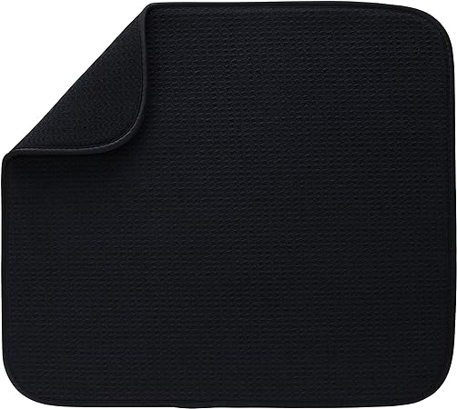 Absorbent, Reversible Microfiber Dish Mat Value Pack, 16 Inch x 18 Inch, Black Mesh and Charcoal Mesh, 2 Pack