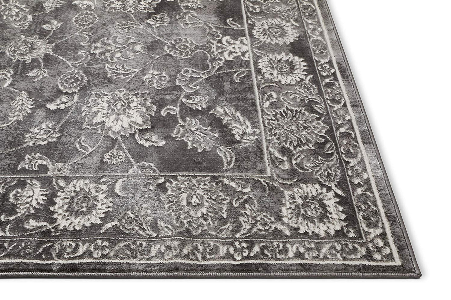Modern Distressed Persian Design Grey Ivory Area Rug
