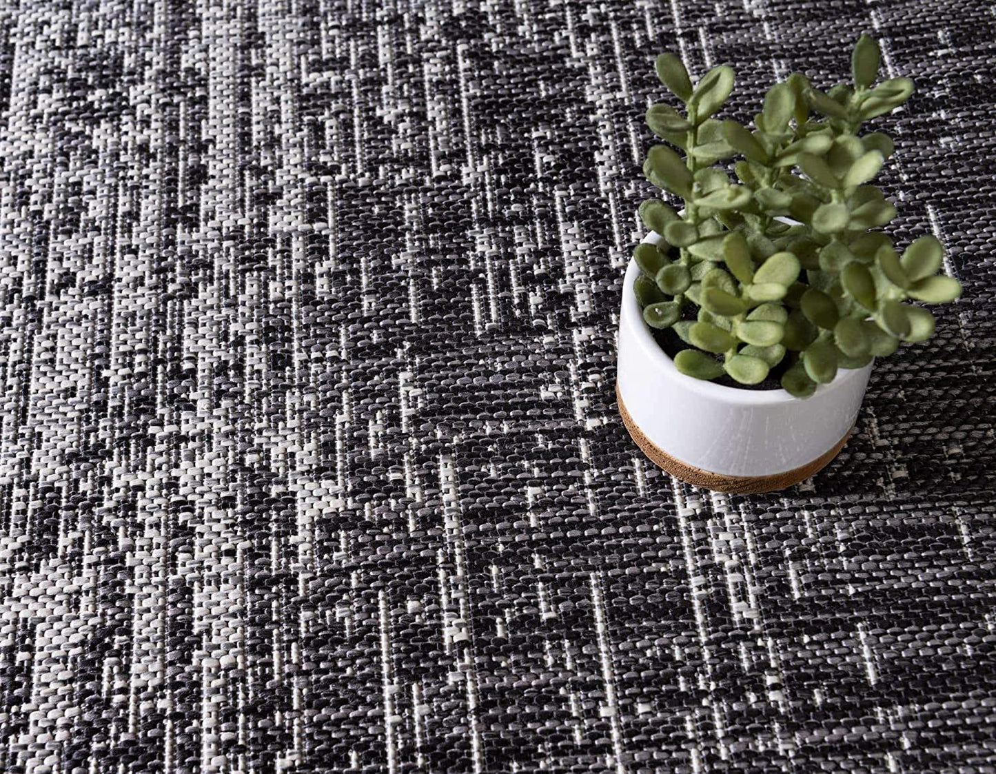 Outdoor Modern Collection Distressed Gradient Transitional Charcoal Gray Area Rug