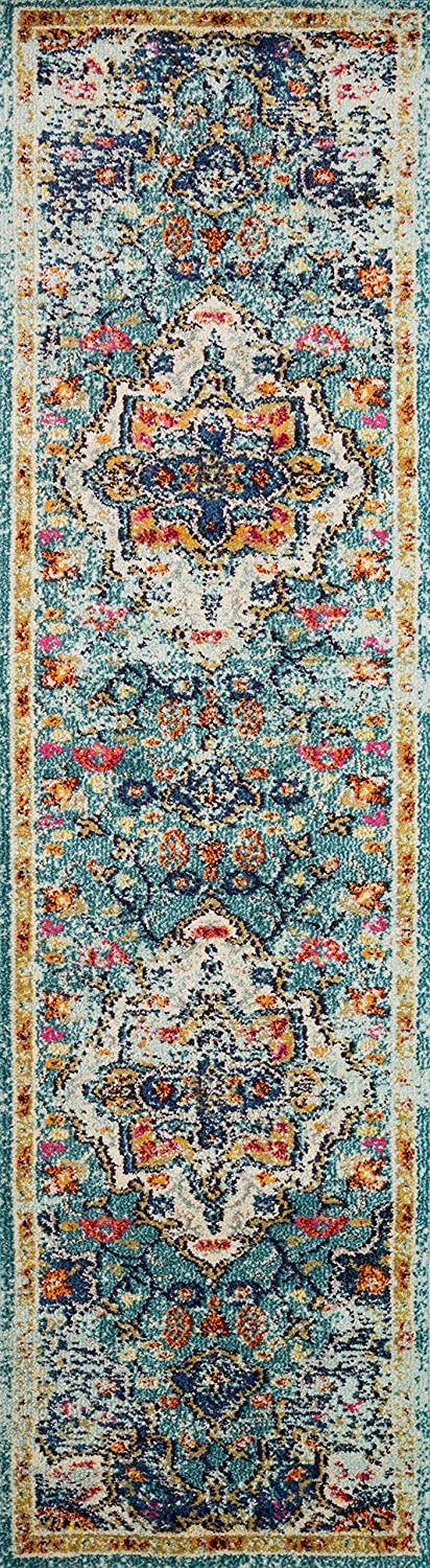 Nadia Collection Vintage Distressed Persian Soft Area Rug Blue/Midnight