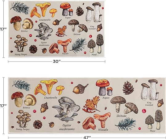 Sets of 2, Non Slip Washable Bohemian Rugs, Boho Kitchen Decor, 17"x30"+17"x47"