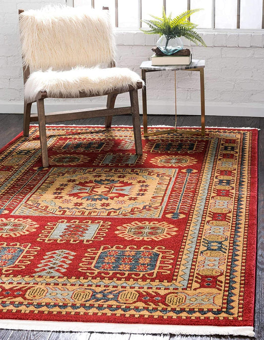 Sahand Collection Traditional Geometric Classic Red Area Rug