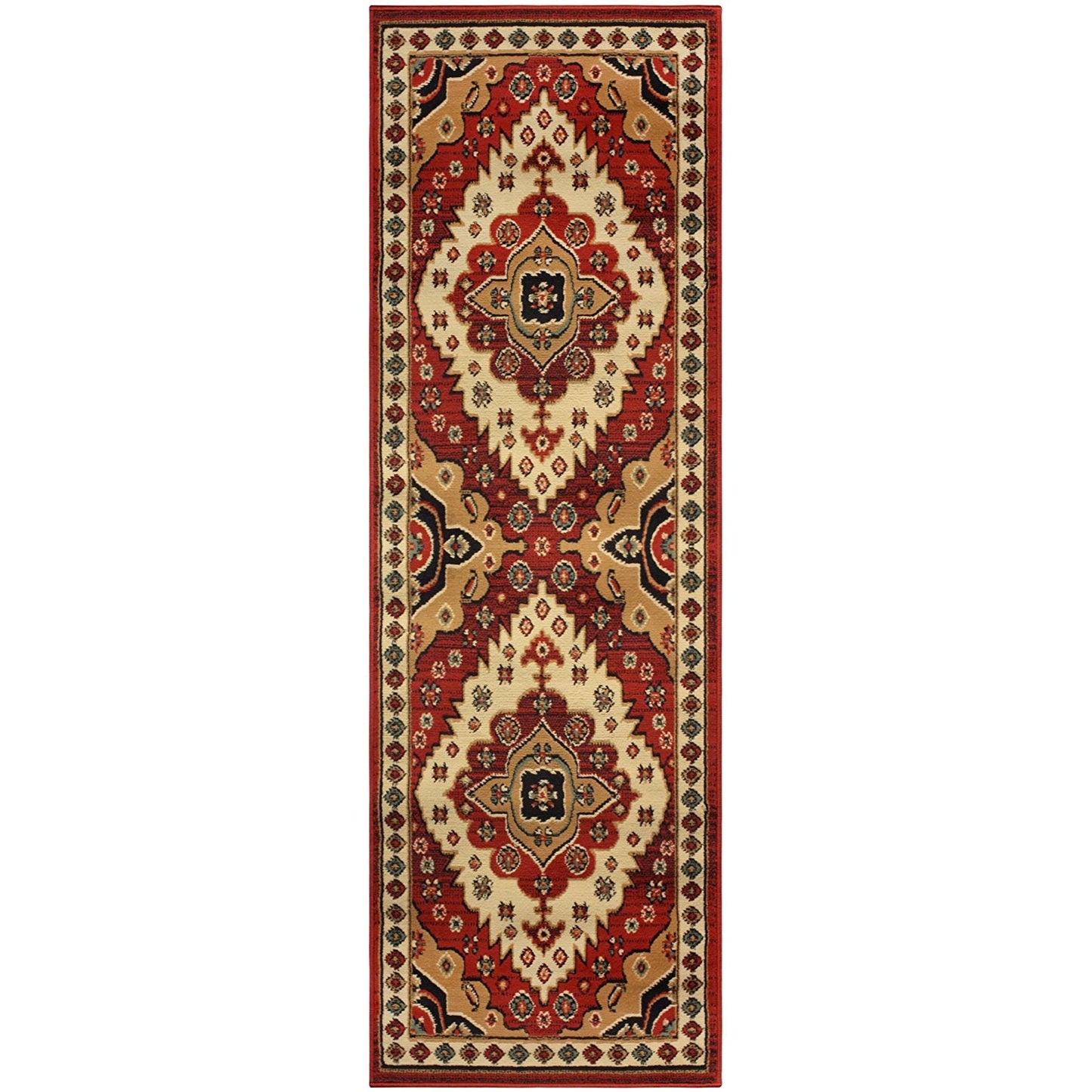 Southwest Style Bordered Red Black Area Rug