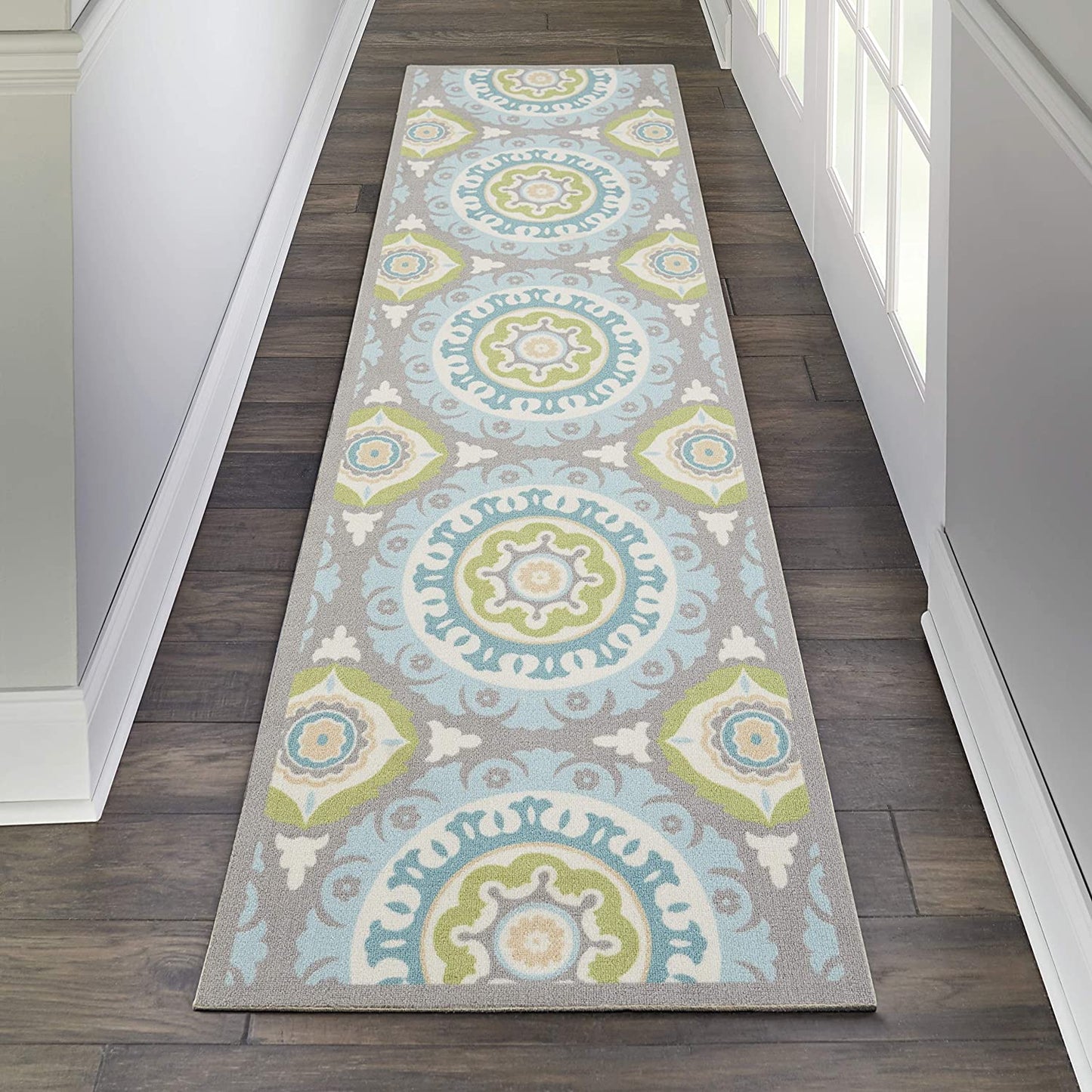 Boho Vibrant Indoor/Outdoor Aqua Olive Area Rug