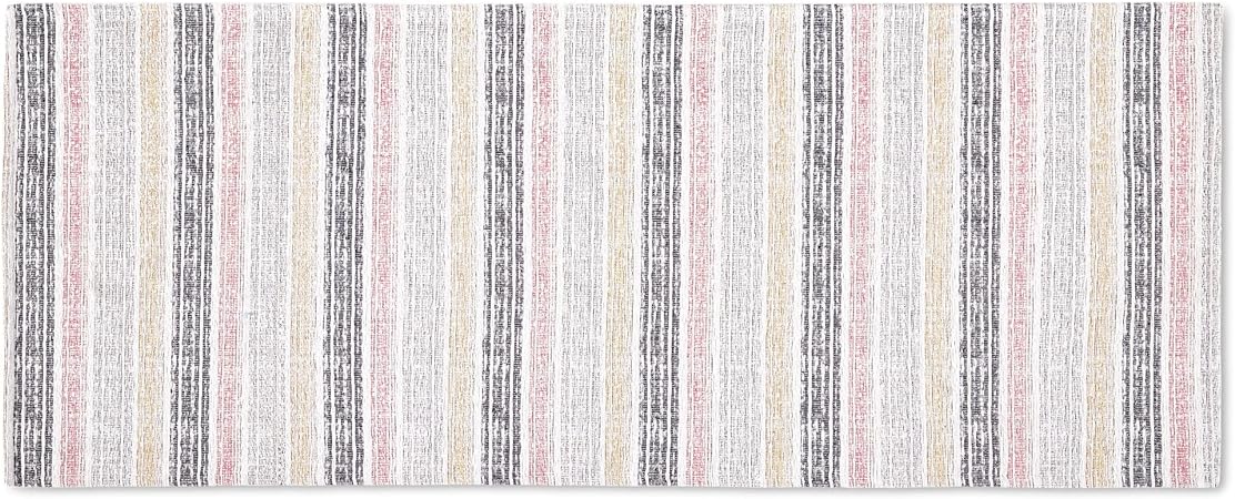 Stella Ticking Stripe Slip-Resistant Kitchen Mat Runner, Black/Grey/White, 20"x50"