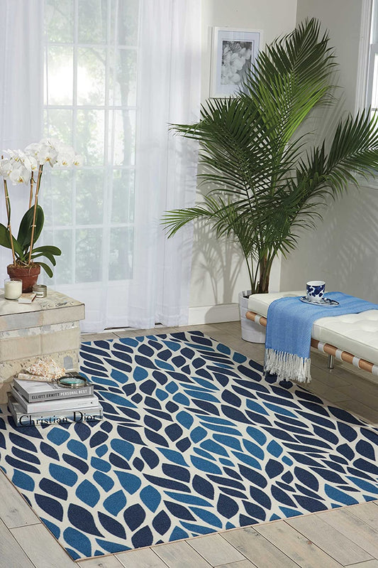 Floral Indoor Outdoor Blue Area Rug