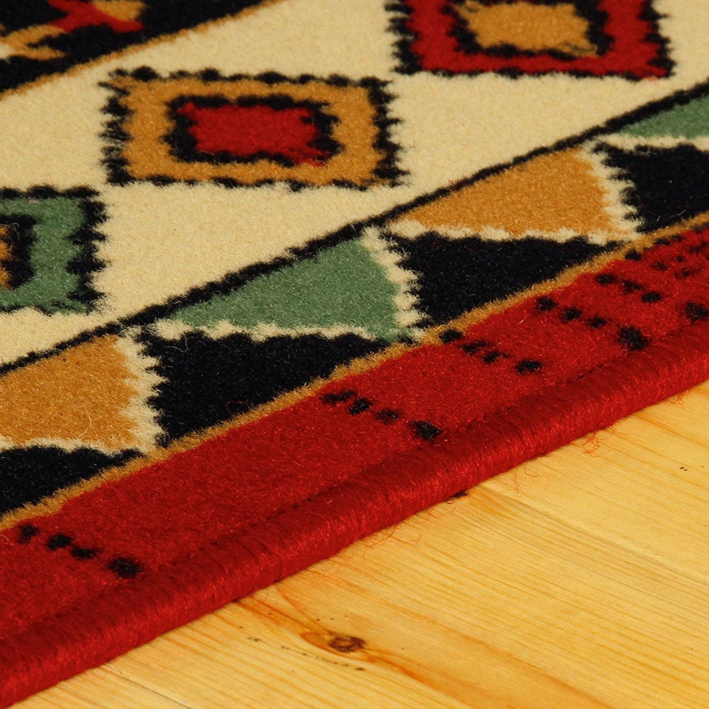 Southwest Style Bordered Red Black Area Rug