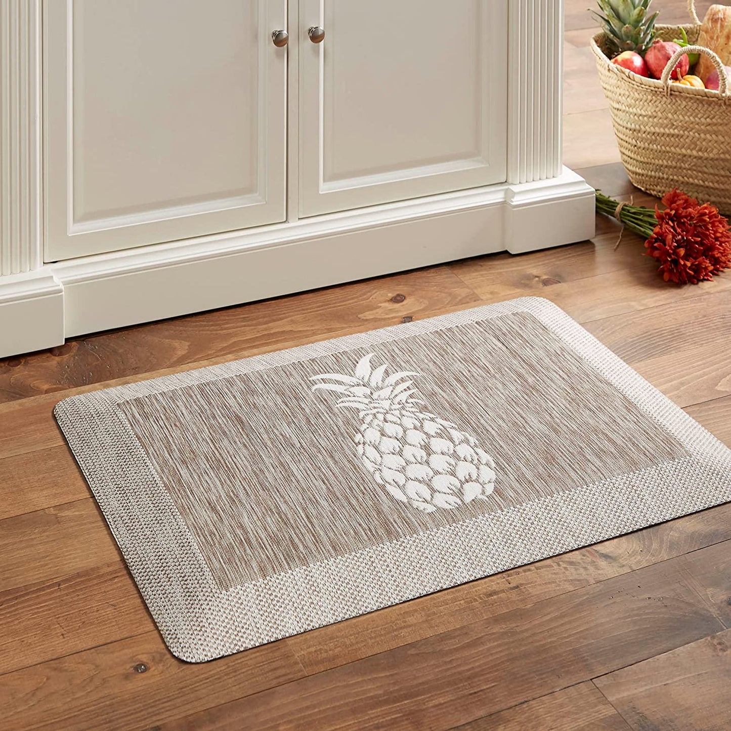 Aloha Modern Pineapple Anti-Fatigue Air-Infused Kitchen Mat, Coffee brown