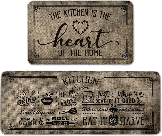 Kitchen Quotes Set of 2, Seasonal Mats - 17x29 and 17x47 Inch