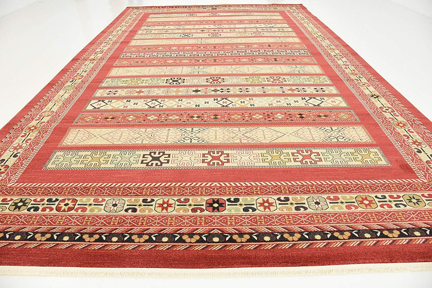 Tribal Pattern Rust Red Soft Area Rug