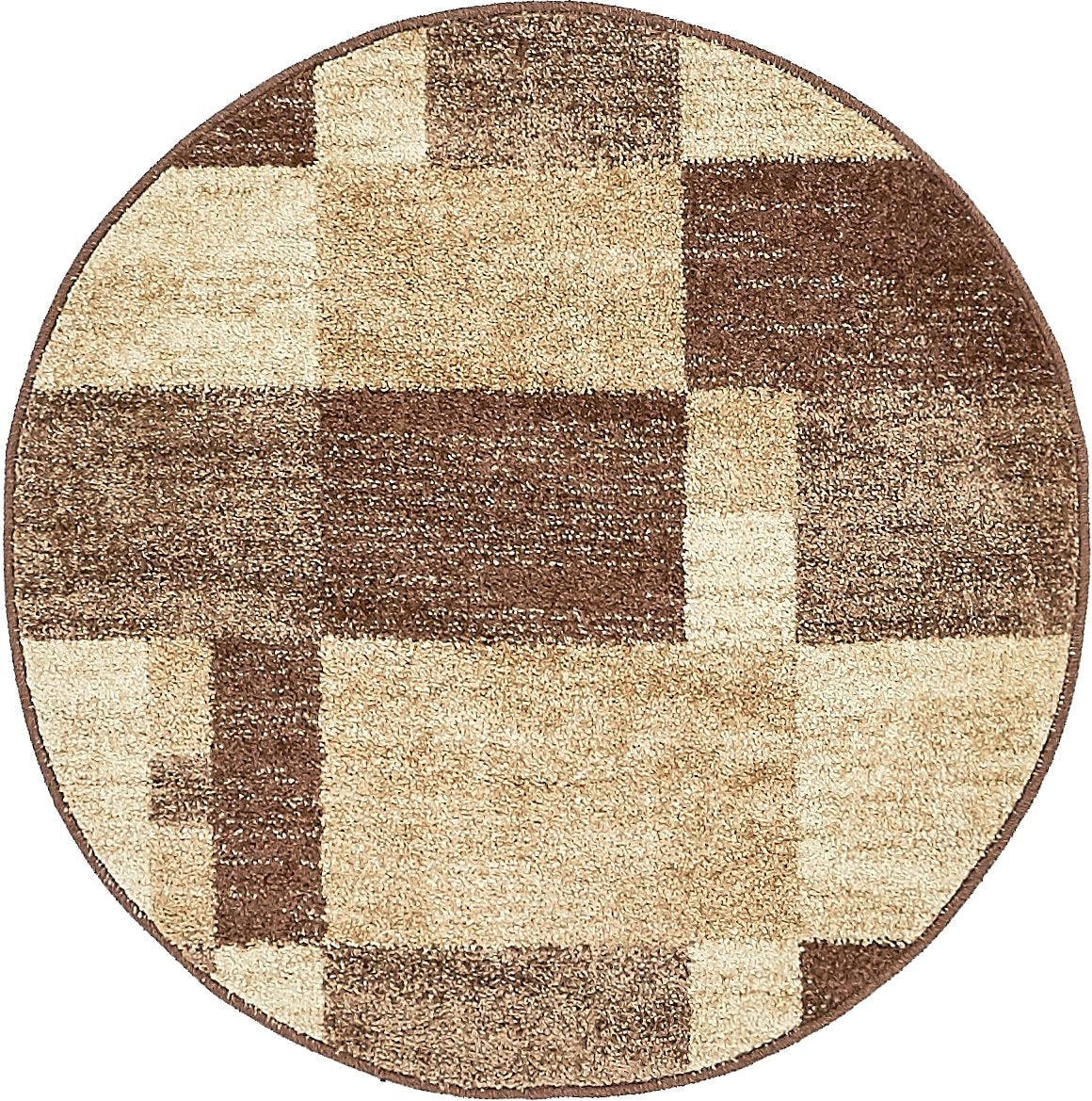 Warm Toned Checkered Beige Light Brown Area Rugs