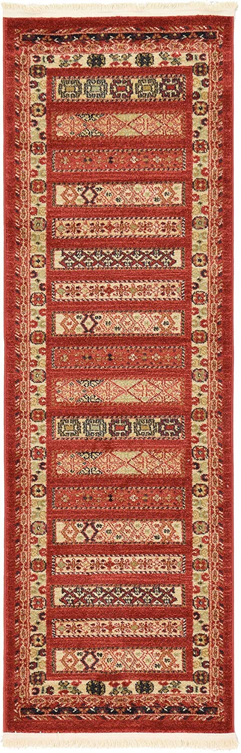 Tribal Pattern Rust Red Soft Area Rug