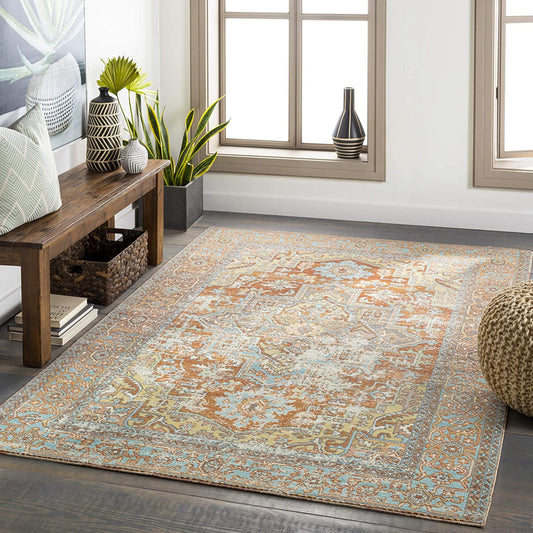 Amaury Indoor/ Outdoor Medallion Area Rug, Burnt Orange