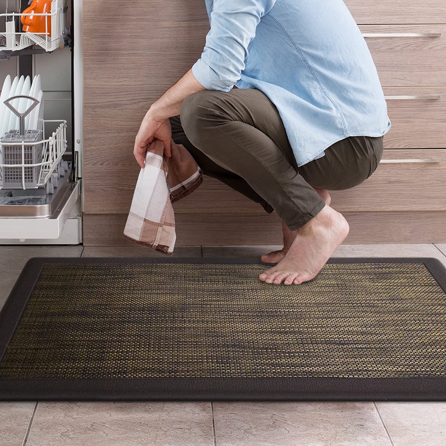 Ergonomic Anti Fatigue Workstation Memory Foam Mat in Stone 39"×20"×0.50" (L×W×H)