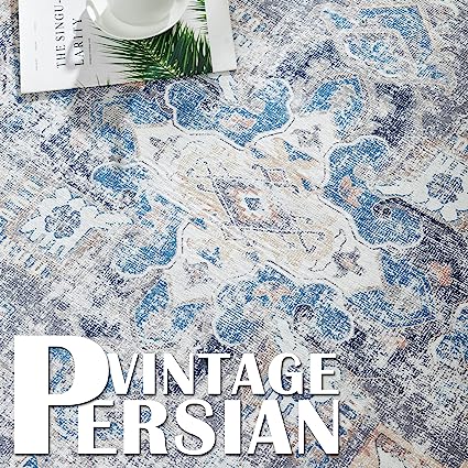 Persian Brick Red Vintage Foldable Thin Floral Print Floor Cover Retro Accent Rug