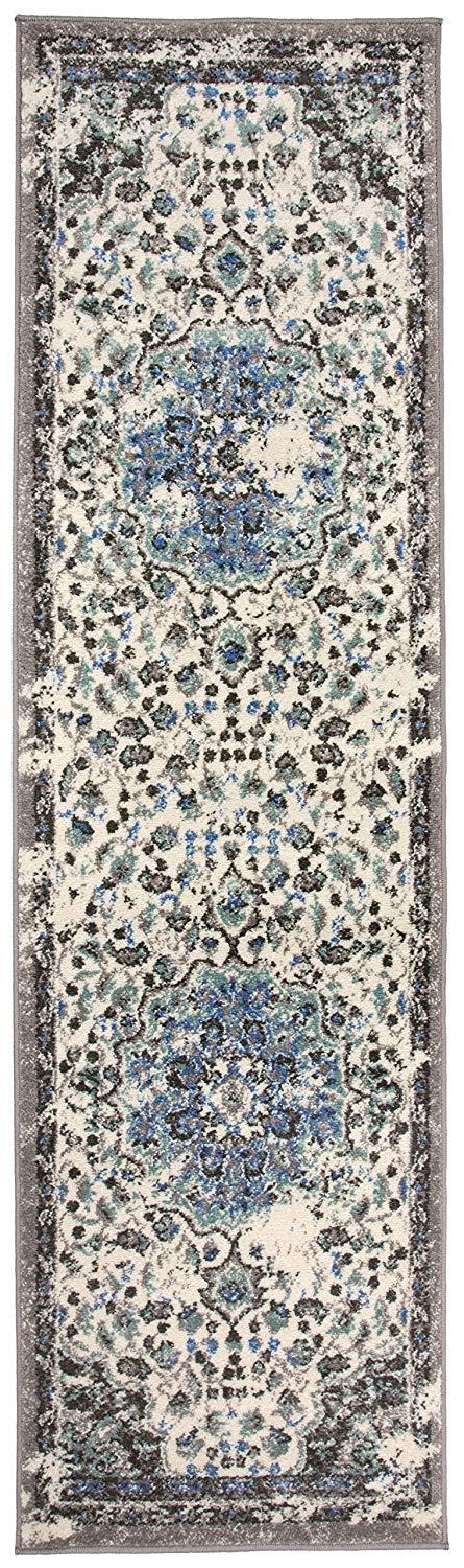 Traditional Distressed Ivory Gray Area Rug