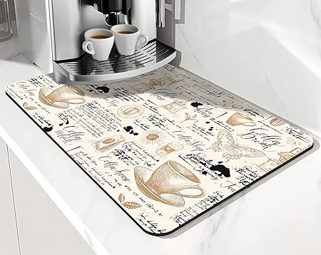 Accessories for Countertop Pioneer Flower Absorbent Hide Stain Rubber Backed Dish Drying Mats, (20x12in)