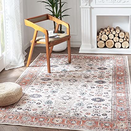 Brick Red Vintage Persian Traditional Area Rug