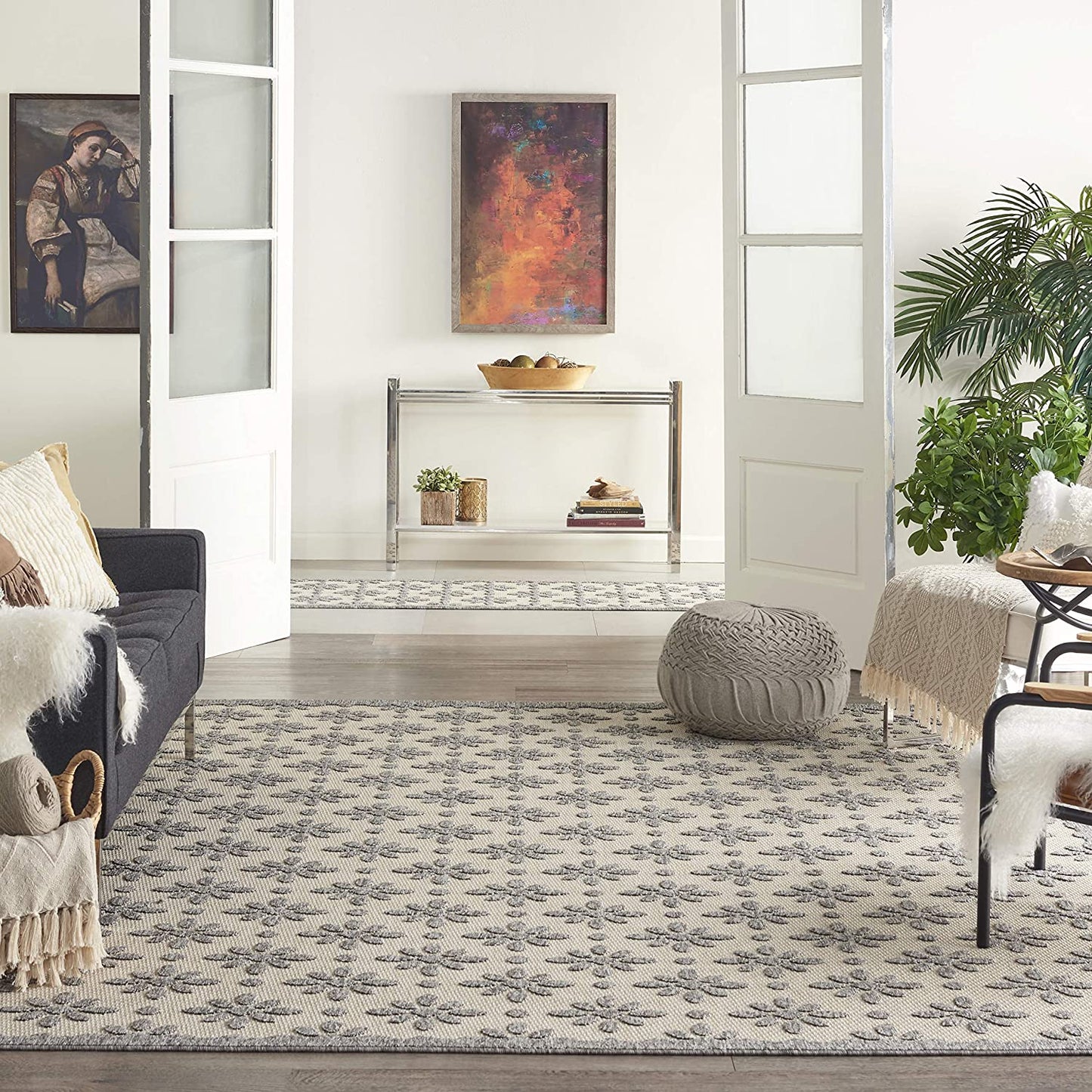 Jubilant Retro Trellis Green Area Rug