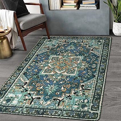 Traditional Oriental Washable Non-Slip Distressed Vintage Accent Throw Rugs