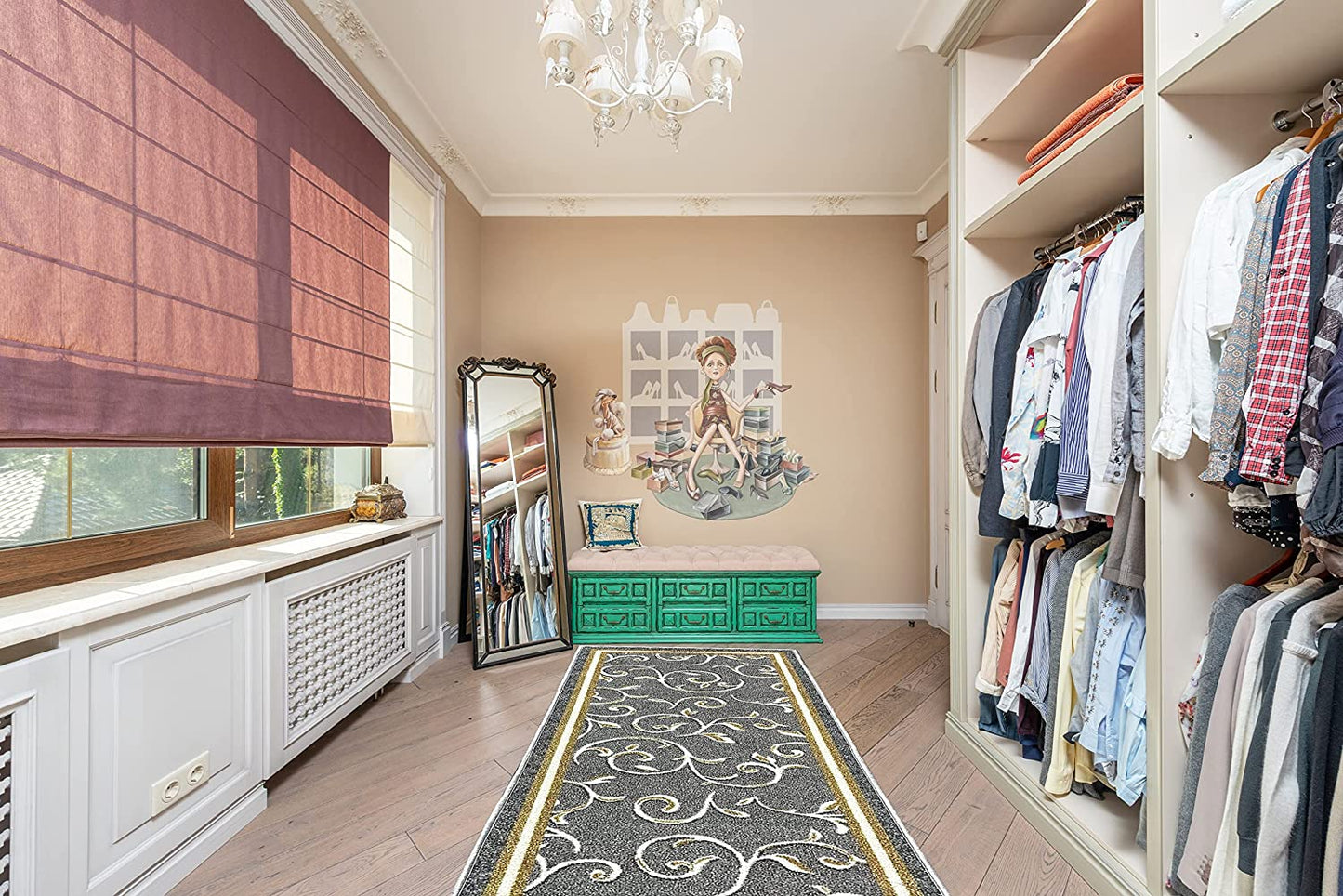 Non Slip Rubber Back  Kitchen Rug Anti Slip Stair Treads (Red, Runner (20" x 59"))