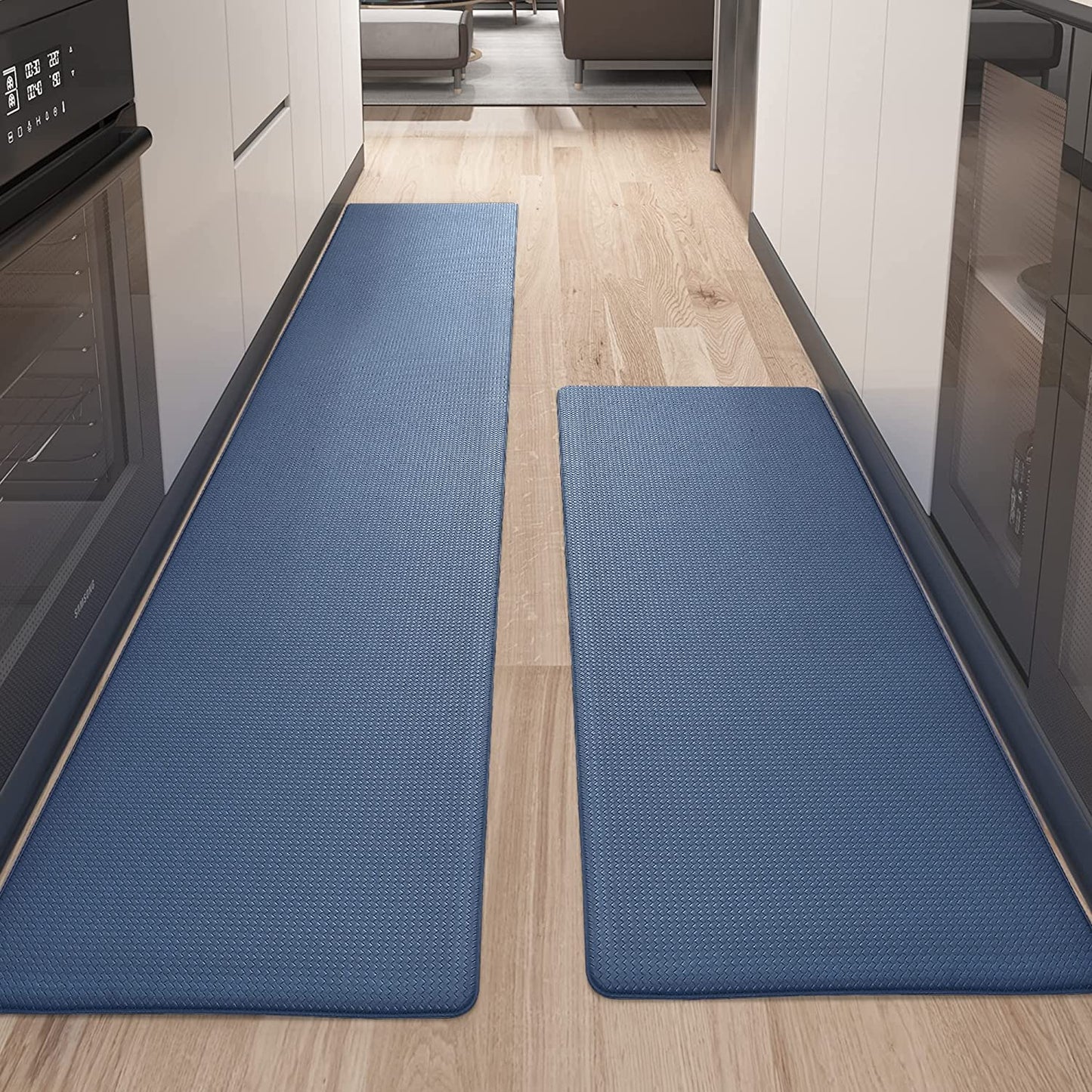 Kitchen Rugs,  Set 2 Piece Kitchen Runner Rug Kitchen Floor Mat, Cushioned Anti Fatigue Kitchen Mat Non Skid Waterproof Comfort Standing Rug, 17"x29"+17"x59", Grey