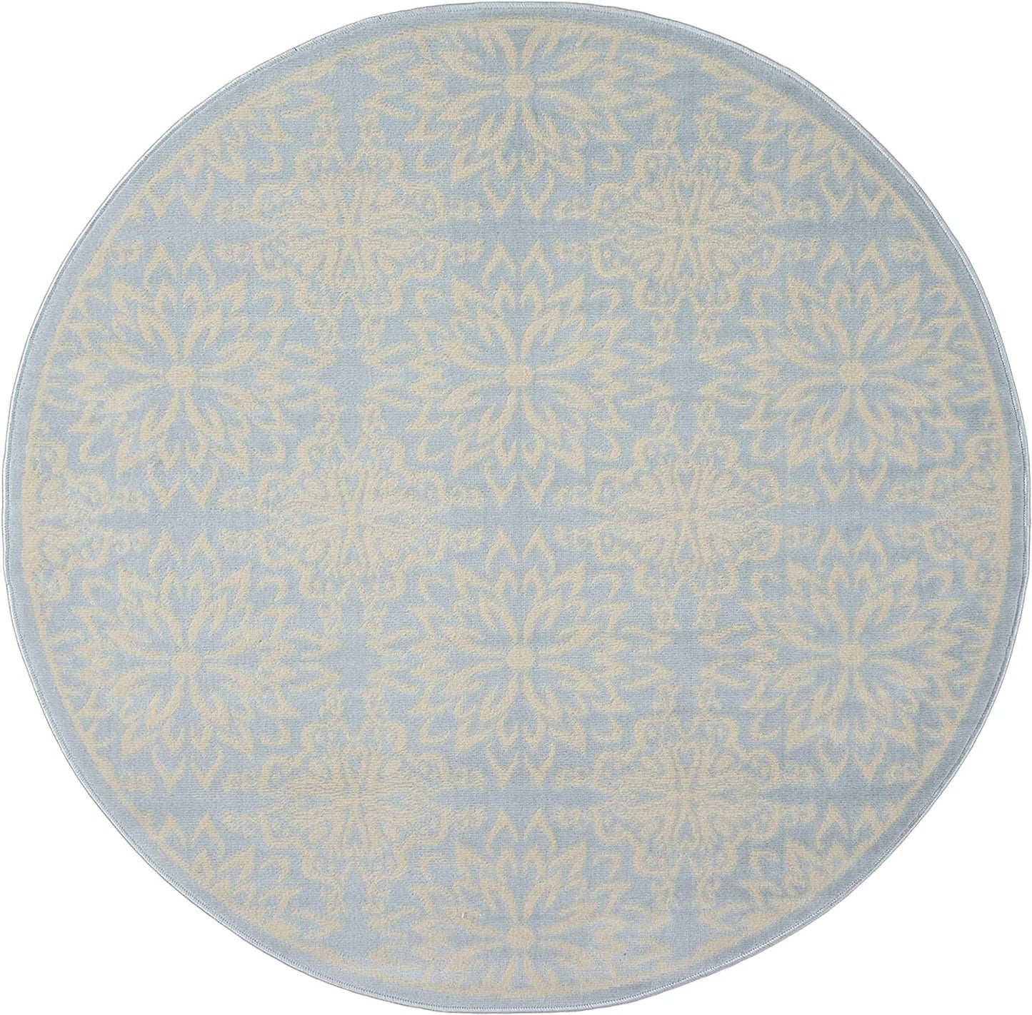 Transitional Floral Ivory/Light Blue Area Rug