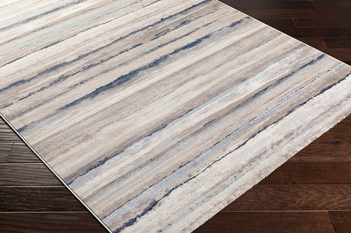 Robin Navy / Taupe Striped Soft Area Rug