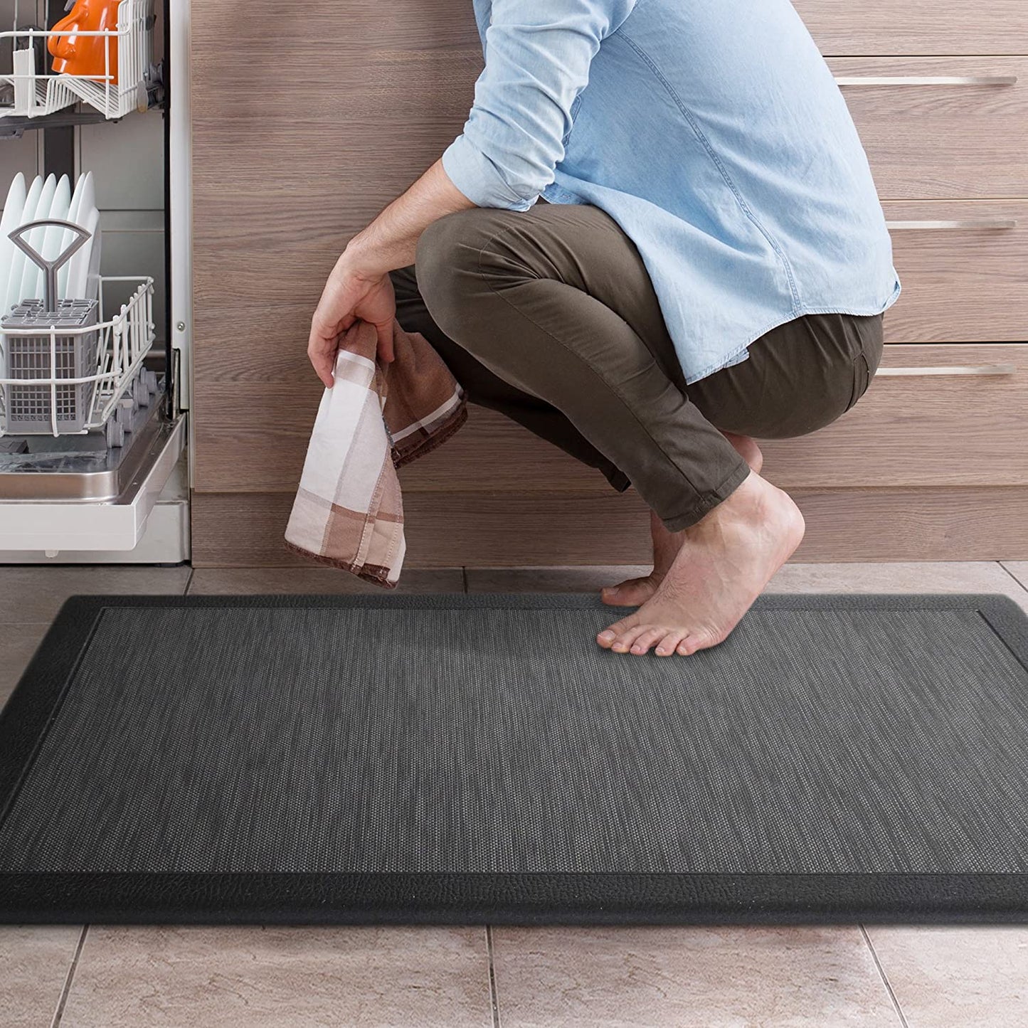 Ergonomic Anti Fatigue Workstation Memory Foam Mat in Stone 39"×20"×0.50" (L×W×H)