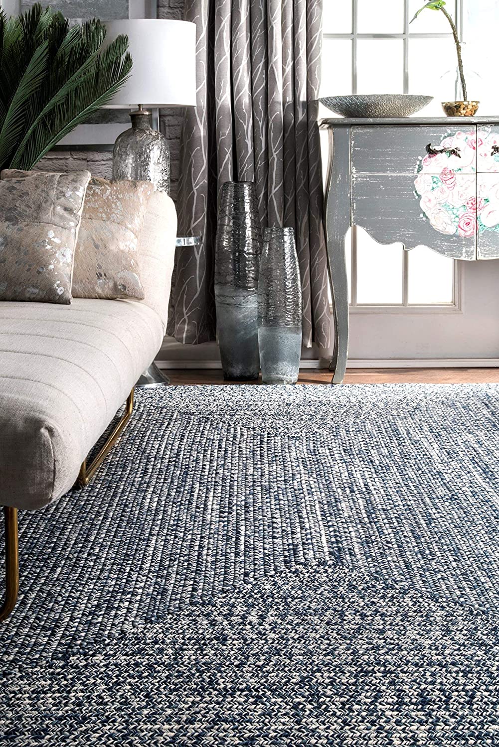 Braided Light Blue Indoor/Outdoor Soft Area Rug