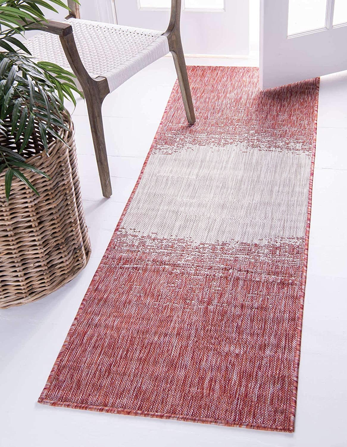 Outdoor Modern Collection Distressed Gradient Transitional Rust Red